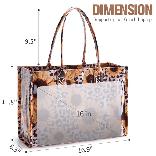 Image of KALIDI PVC Tote Bag Women's Kraft Paper Work Handbags Purses with Top Handle