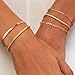 Krfy 5 Pcs Gold Bracelets for Women Trendy Bracelet Stack Non Tarnish Waterproof Bracelets for Women Fashion Accessories with Paperclip Herringbone Figaro Cuban Twist Chains