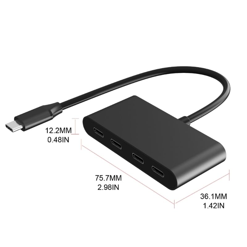 Hub USB C de 5 Gbps, adaptador tipo C de 4 puertos para laptop, tabletas, transferencia de datos solamente