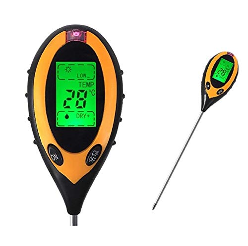 Image of LCD Display Professional 4 in 1 Temperature Sunlight Moisture PH Garden Soil Tester Meter for Gardening Plants Farming