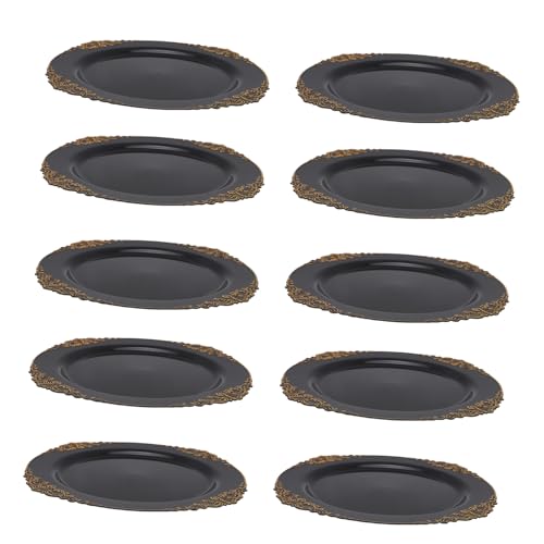 GANAZONO 24個使い捨てプラスチックプレート 大容量 黒金色 高耐久パーティ