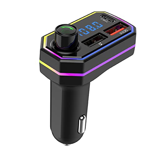 The Flash Car Accessories Car Bluetooth 5.0 FM Transmitter Mp3 Player USB Music Play Tpye-c Charger Car for Signs for Vehicles (Black, One Size)