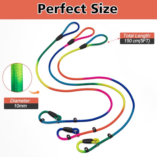 3pcs Slip Lead Dog Leash, no Pull Pet Training Leash for Medium and Small Dogs,Two Leather stoppers (5feet,Rainbow) 3pcs Slip Lead Dog Leash, no Pull Pet Training Leash for Medium and Small Dogs,Two Leather stoppers (5feet,Rainbow)