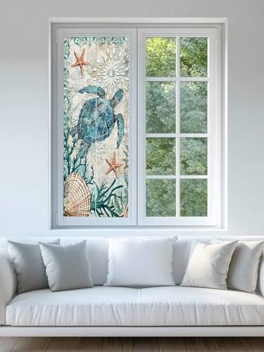Vinilo decorativo para ventana 17.7"x39" Turquesa miniatura 3