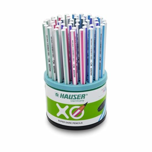 Image of Hauser Xo Super Dark Pencils Tumbler Pack | Attractive Pastel Colors Body | Ergonomic Hexagonal Body With 2.4mm Leads | Multicolor Body, 50 Pcs Stand