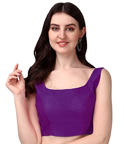 Image of Vihu Fashion Plain Sleeveless Pattern Readymade Blouse U Neck Choli