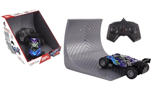 TURBO CHALLENGE - Rider Jump 72 - Off Road - 094836 - Coche Control Remoto - Azul - 1/28 - Pilas Incluidas - Juguete Niño - Regalo - Acrobacia - Trampolín - Rampa - Cumpleaños - A Partir de 6 años