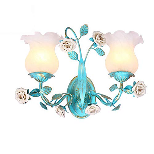 Rustikale Pastorale Wandleuchten Mediterrane Blumen Glasschirm Wandleuchten Rose Nachttischleuchten Für Schlafzimmer Wohnzimmer Flur Balkon