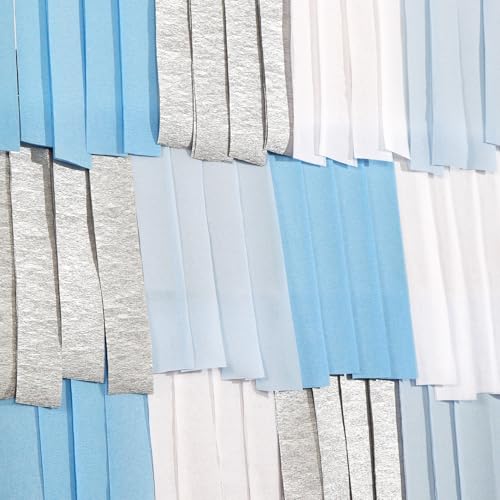 Image of Light-Dusty Blue White-Silver Party-Decorations Streamers - 8 Rolls Birthday Graduation 2026 Baby Bridal Shower Crepe Tissue Paper Streamer,Bachelorette Engagement Garland Decor Panduola
