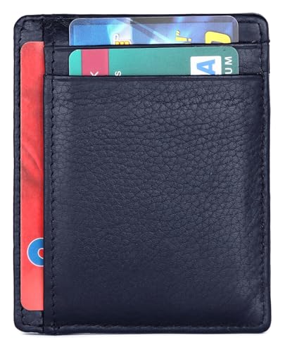 Image of WildHorn Leather Card Holder for Men & Women (Navy Blue)