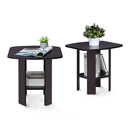 Image of FURINNO Simple Design End Table, 2-Pack, Dark Walnut