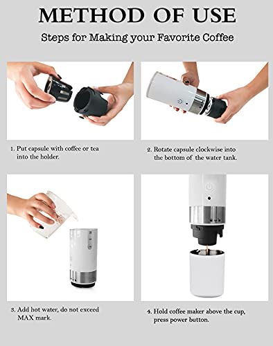 Pripey Portable Espresso Machine For Camping, Coffee Maker For Car, Portable Espresso Maker For Gifts, Coffee Maker For Coffee Lovers, Bpa-Free Coffee Maker (White). #TOP2