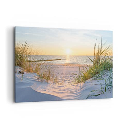 Impression sur toile - Image sur Toile - Un élément - dune plage mer - 120x80cm - Decoration murale - Tableaux Décoration - Encadrée - Tableau Mural - Tableaux pour la mur - Moderne - AA120x80-3989