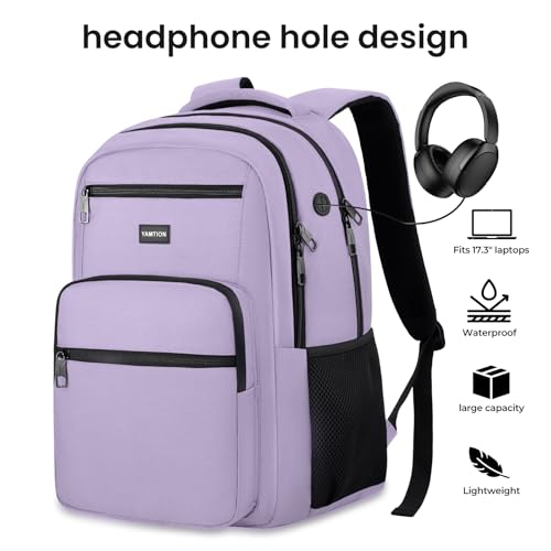Image of YAMTION Laptop Backpack for Men, Black Backpack, School Backpack for Boys and Girls, Bookbag, Work Backpack (Purple, 15.6 inch)