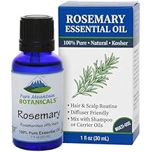 Pure Mountain Botanicals Rosemary Essential Oil - Pure, Undiluted, Steam Distilled - Spanish Rosemary - Kosher Certified - 1 fl oz 30 ml