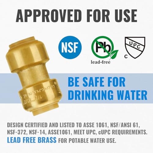 SUNGATOR-Fittings-12-Inch-Pushfit-Plumbing-Fittings-12-Inch-Push-12-Inch-Coupling-Fittings-No-Lead-Brass-Push-to-Connect-Fittings-for-Pex-Copper-CPVC-with-1-Disconnect-Clip-Pack-of-12