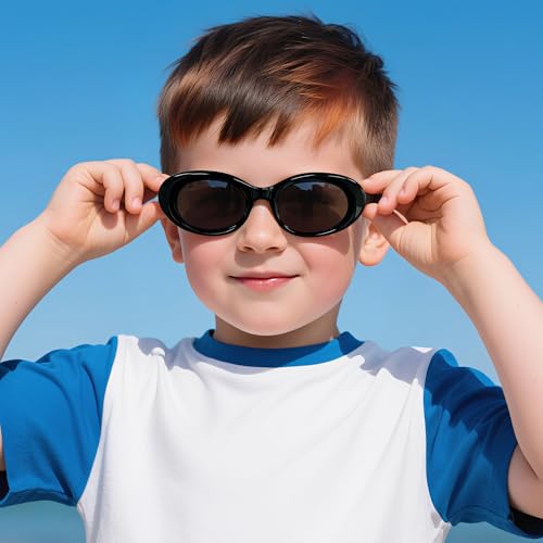 YuJian 2PACK Kids Sunglasses for Girls Boys Oval Small Frame Toddler Shades UV 400 Protection Age 3-83