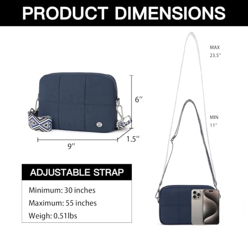 Image of Telena Crossbody Bags for Women Cross Body Purse with Guitar Strap | Lightweight Puffer Shoulder Bag for Travel