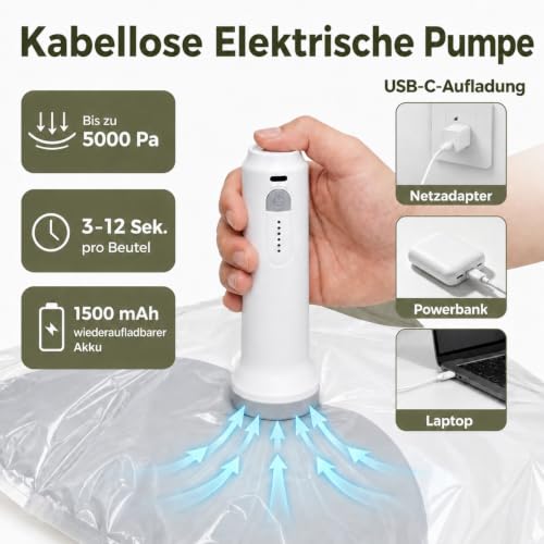 EXTFANS Vakuumbeutel für Kleidung mit Elektrischer Pumpe und Handpumpe – Ansicht 6