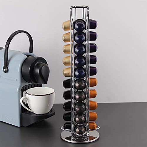 Wdmiya Porte Capsules Café Nespresso Support Capsule Original Rangement, Distributeur Capsule Nespresso, Porte Capsules Distributeur Présentoir - pour 40 Pièces - Rotatif 360 Degrés, Économie d'espace