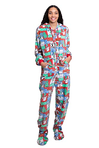 Hooded Plush Footed Pajamas Onesie with Drop Seat for Men & Women2