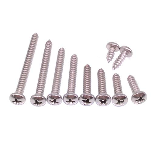 Juego de 200 tornillos para madera Yodaoke #8 en acero inoxidable 304 tipo Phillips con cabeza Pan miniatura 3