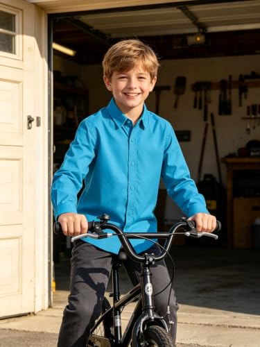 Image of DHTS Boys' Dress Shirts Toddle Boy Long Sleeve Uniform Shirt for Kids