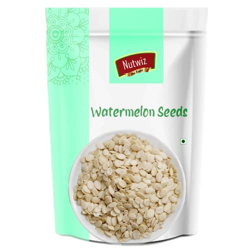 Image of Nutwiz Watermelon Seeds (Tarbooj Beej) 200 Grams - Raw Watermelon Seeds Packed with Protein, Fiber & Energy to Support Focus & Stamina - Delicious Dried Seeds for Office Lunches, Kids' Study Snacks & Mom's Homemade Halwa, Laddu & Home Made Sweets | Whole Roasted Tarbooj Seed | Raw Watermelon Beej