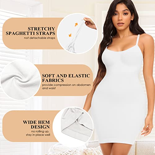 Hmq Women's Shapewear Slips For Under Dresses Tummy Control Full Slip Dress Seamless Body Shaper Spaghetti Strap Dress #TOP4