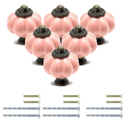 セラミック引き出しノブ 家具取っ手 箪笥 建築金具ツマミ 陶器 つまみ ノブ 戸棚食器棚 装飾 DIY 建築金具 戸棚引き (6, ピンク)