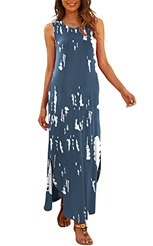 Image of Hount Women's Casual Summer Sleeveless Dress Loose Split Maxi Dresses with Pockets