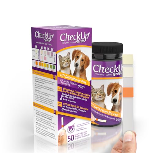 CheckUp Cat and Dog UTI Urine Test Strips | 3 Parameters CheckUp in 1- a More Detailed Test of 3 UTI Related Markers – pH, Nitrite and Leukocytes Levels x50 CheckUp Cat and Dog UTI Urine Test Strips | 3 Parameters CheckUp in 1- a More Detailed Test of 3 UTI Related Markers – pH, Nitrite and Leukocytes Levels x50