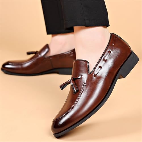Men's Fashion Tassels Dress Shoes Slip-On Loafers Formal Business Casual Moccasins Driving Leather Shoes4