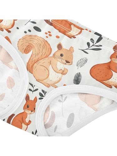 ZZKKO Orange Little Squirrel and Fall Leaf Girls Underwear Toddler Panties for Girls Comfort Brief Size 2-8T4