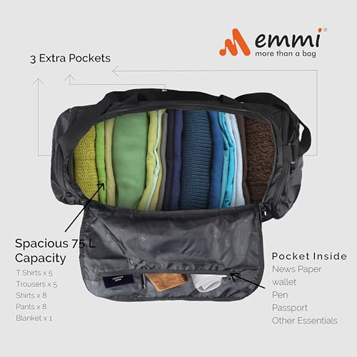 Image of Emmi Delicate Duffle Bag 55 L|Travel Bag for Men and Women |Weekend Holiday and Gym Bag |Sustainable and Durable Cabin Bag|Water Repellent |18 Months Warranty