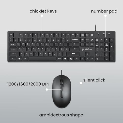 Image of Perixx PERIDUO-117P, Wired Standard PS2 Keyboard and Mouse Combo - Full-Size Layout - Bundle with 3 Button Optical Mouse - 5.9 ft Cable - Black
