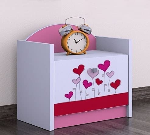 HappyBabies BDW Nachttisch/viele Farben - EIN einfacher Nachttisch, der für jedes Bett und Schlafzimmer geeignet ist/Kinderzimmer/Kinderbett/VIELE Motiv - 40 x 44 x 34 cm (B/H/T)
