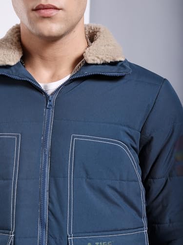 Image of The Indian Garage Co Men Regular Fit Placement Print Bomber Jackets