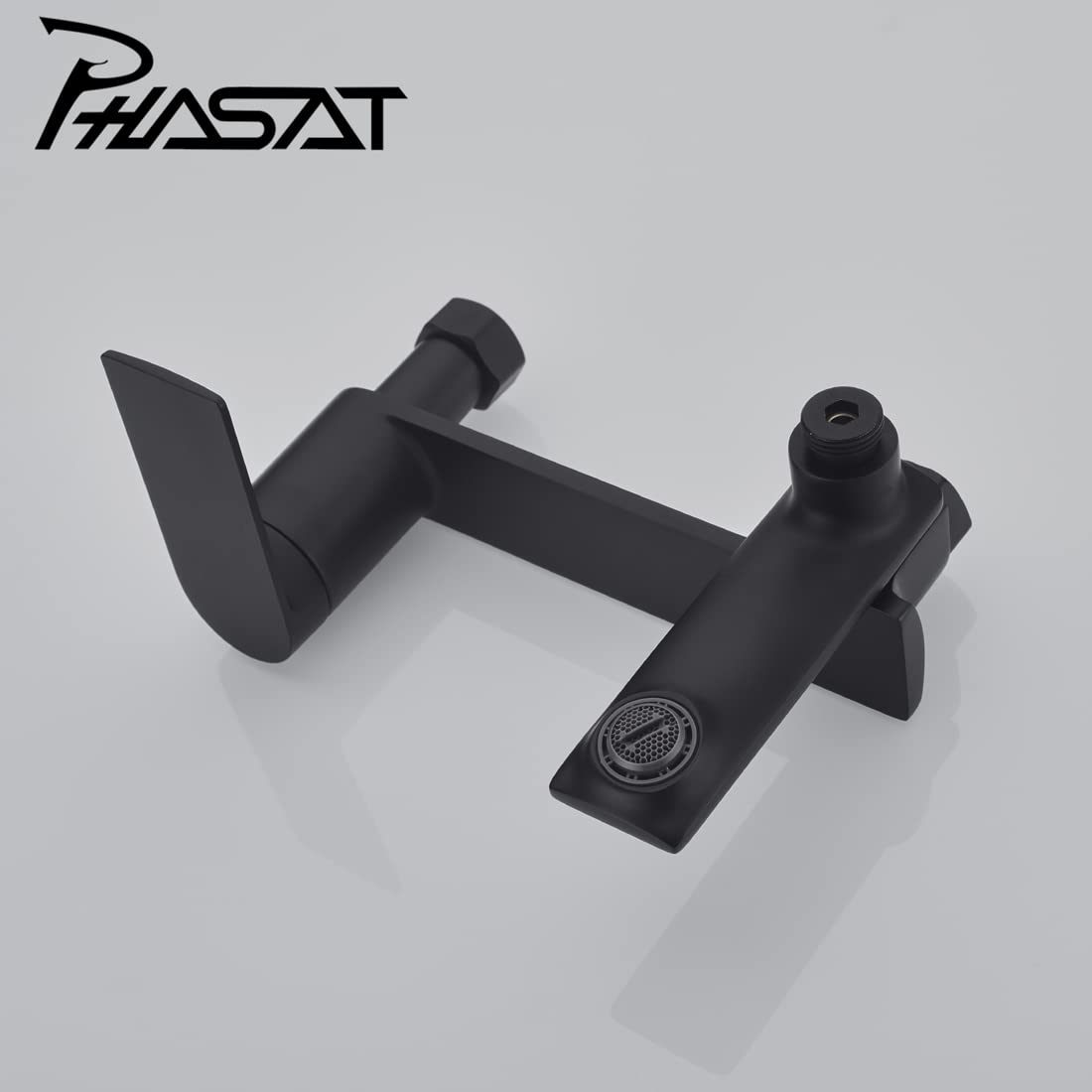 PHASAT Grifo de Bañera Negro Montaje en Pared Grifo de Ducha Monomando con Ducha de Mano de 3 Funciones BB03