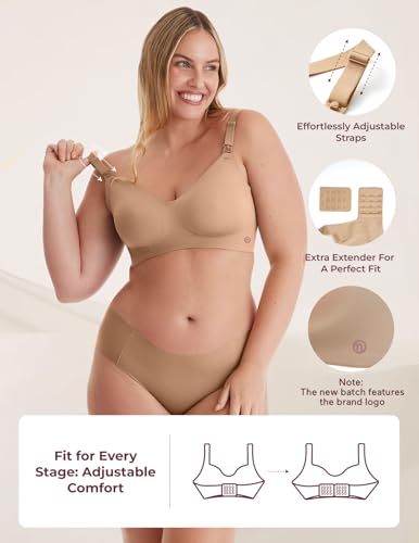 Image of Momcozy Nursing Bras for Breastfeeding, YN21 Seamless Ultra Comfort Maternity Bra, Natural Shape, Pregnancy Sleep Bralette