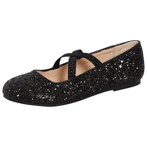 Lora Dora Girls Glitter Ballet Shoes Black 10 UK Child Cover