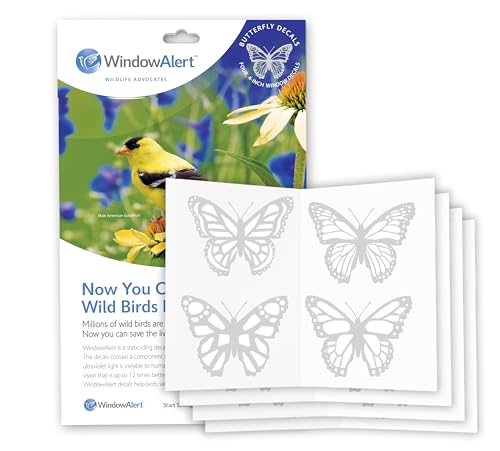 WindowAlert Butterfly Anti-Collision Decal 4 Pack - UV-Reflective Window Decal