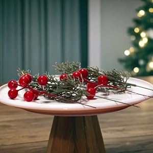 Norfolk Pine Picks,Christmas Greenery Stems Artificial Pine Needles Stems Branches Christmas Tree Filler with Red Berry for DIY Indoor Outdoor Home Cedar Plants Garland Decor (40) Norfolk Pine PicksChristmas Greenery Stems Artificial Pine Needles Stems Branches Christmas Tree Filler with Red Berry for DIY Indoor Outdoor Home Cedar Plants Garland Decor 40