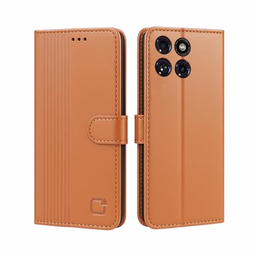 Image of AIBEX Shock Proof Flip Compatible for Motorola Edge 60 Pro 5G Flip Cover Leather Finish | Inside TPU with Card Pockets | Wallet Stand | Complete Protection Flip Case - Brown
