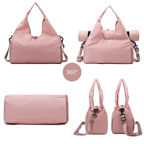 Yoga Gym Bag for Women, Duffel Bag with Shoe Compartment, Sports Bag with Yoga Mat Holder, Travel Duffel Tote Bag Workout Bag Weekender Bag with Wet Dry Storage Pockets2