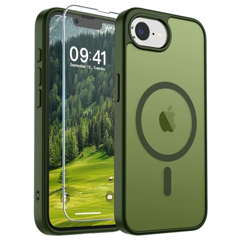 Image of SUPFINE Magnetic for iPhone 17e Case /iPhone 16e Case 2025 (Compatible with MagSafe)(Military Grade Drop Protection) Slim Translucent Matte Shockproof with Anti-Fingerprint Phone Case,Cangling Green