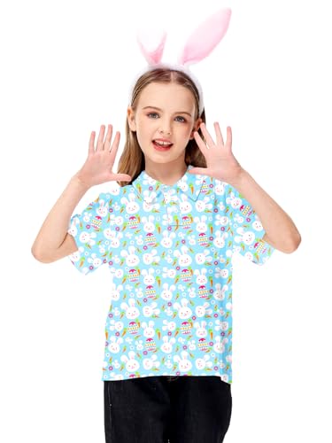 Image of AOBUTE Kids 4th of July Polo American Flag Short Sleeve Button Down Shirts Tops 3-14 Years