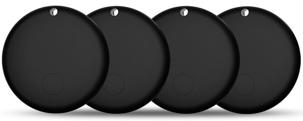 Bluetooth Tracker for Android Device 4 Pack, Item Finders Locators Work with Google Find My App (Only for Android), Tracker Tag for Keys, Luggage, Backpack, Wallet, Vehicle, Pets (Black)