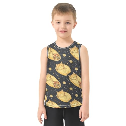 Boys Tank Top Shirts Cartoon Cat and Taco Sleeveless T-Shirts Crew Neck for Kids Clothing Children2