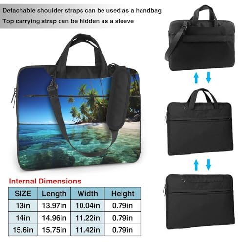 Palm Trees and Clear Sea Laptop Bag for Women Men Laptop Case Sleeve Business Travel Briefcase Messenger Bag2